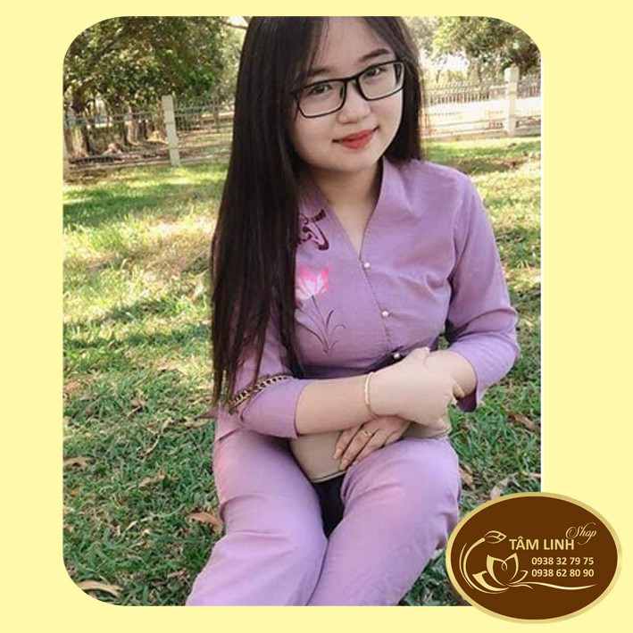 Đồ Lam Đi Chùa_Xéo Nơ Vẽ Hoa