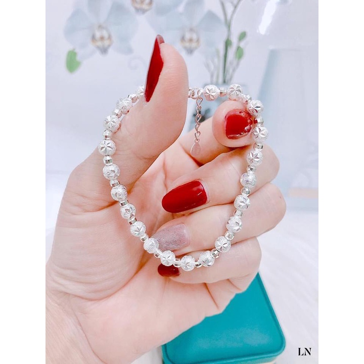 Lắc tay nữ bạc thật bi phay cao cấp sang trọng - Kho sỉ bạc Nhất Linh
