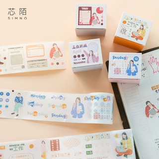 Washi cuộn dạng sticker tiện lợi Chủ đề Nhật ký (5cmx3m)