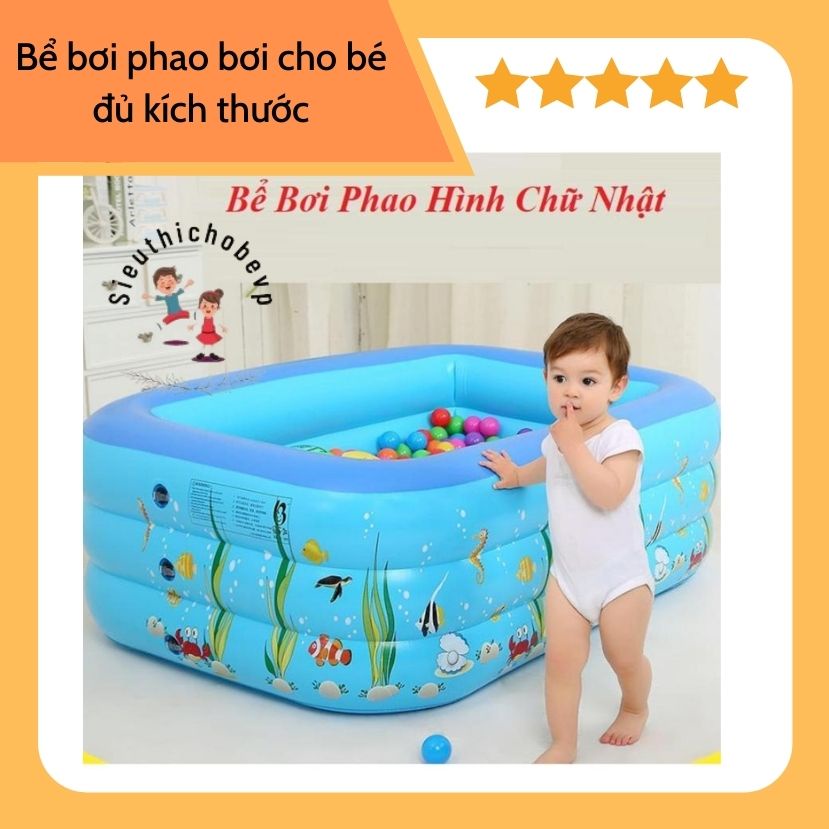 Hồ bơi mini , Bể bơi phao cho bé chống trơn trượt kèm miếng và và keo