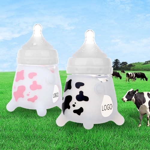 Bình sữa thủy tinh 120ml cho bé dưới 3 tuổi , Bình sữa con bò