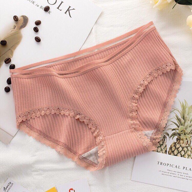 Quần Lót Nữ Cotton Tăm Phối Ren Cạp Kẻ Mẫu Mới ( Răng cưa) giá tốt