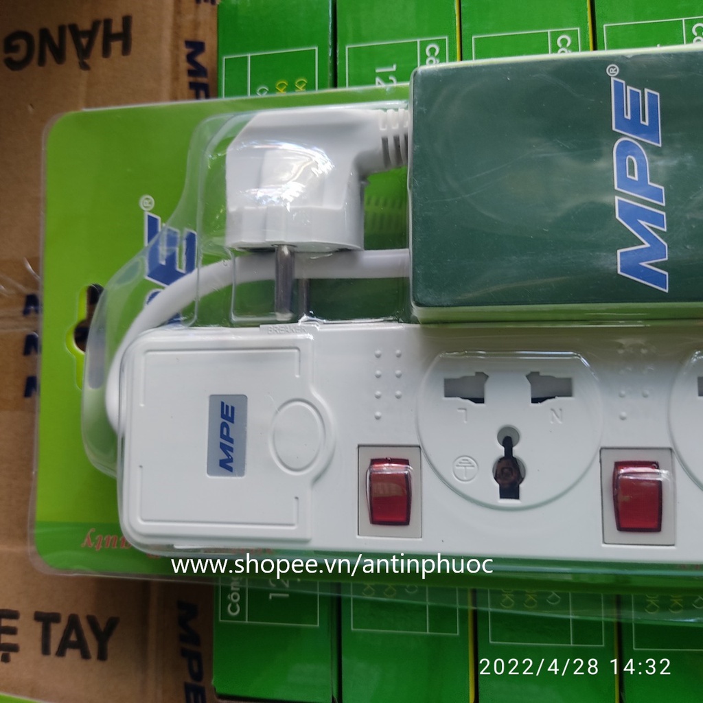 Ổ cắm điện 3 chấu có công tắc riêng , công suất cao MPE max 2500w - ổ cắm điện nối dài dùng được nhiều loại phích cắm