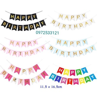 Dây chữ Happy Birthday đuôi cá ép kim các màu