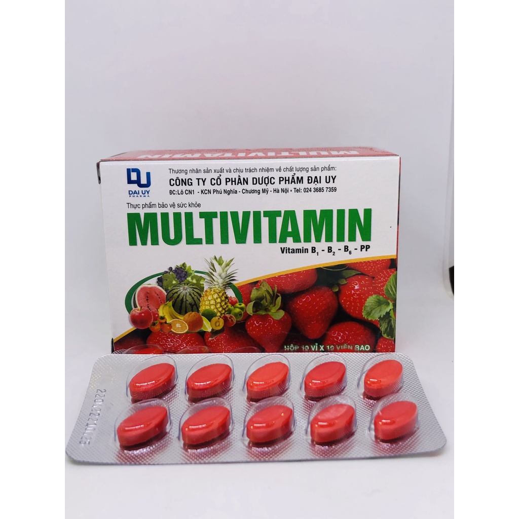 [MULTIVITAMIN ĐẠI UY] - Hộp 100 viên - Bổ sung Vitamin B1, B2, B5, B6, PP, tăng cường bồi bổ sức khỏe, tăng đề kháng
