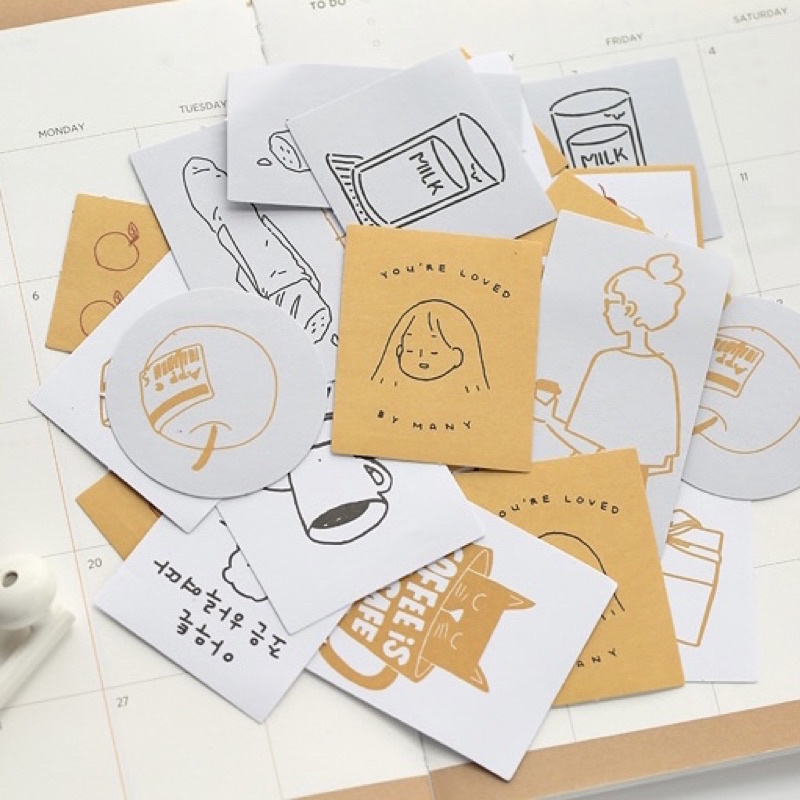 Set 10/30 Random Mix Stickers Miếng Dán Trang Trí Album Hoạ Tiết Hoạt Hình Cute