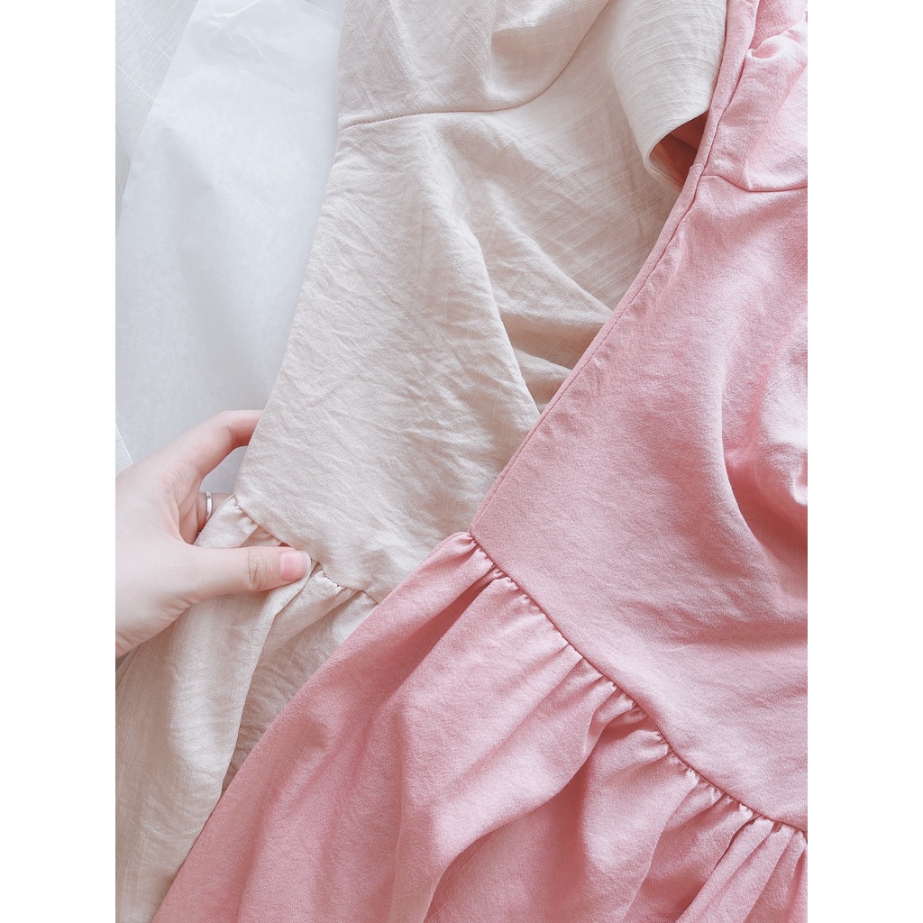 Váy xoắn ngực tôn V1 đầm nơ tay maxi thiết kế tỉ mỉ-Minxy shop