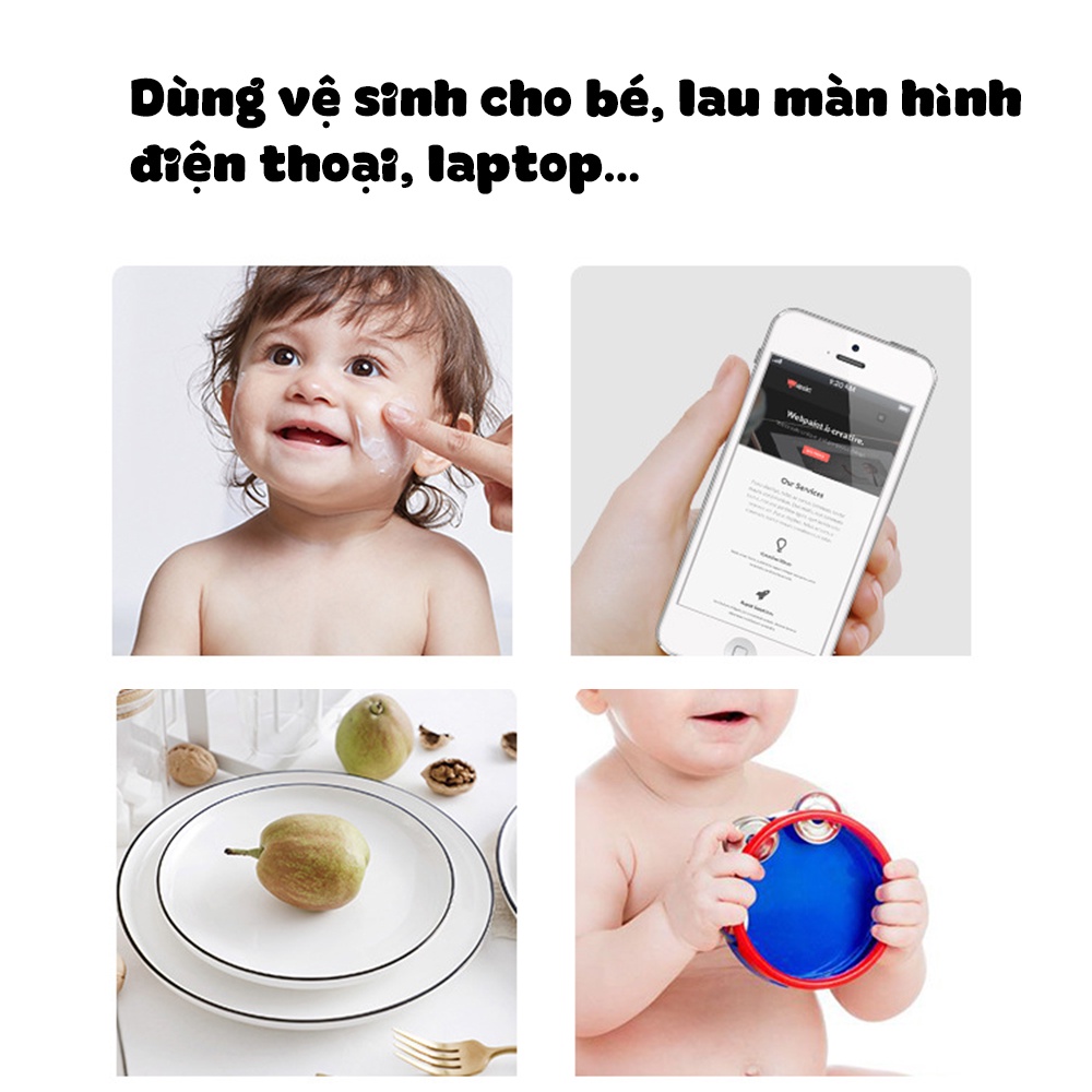 Thùng 10 gói giấy khăn ướt siêu dai mềm mịn không mùi (kèm thùng nhựa đựng)