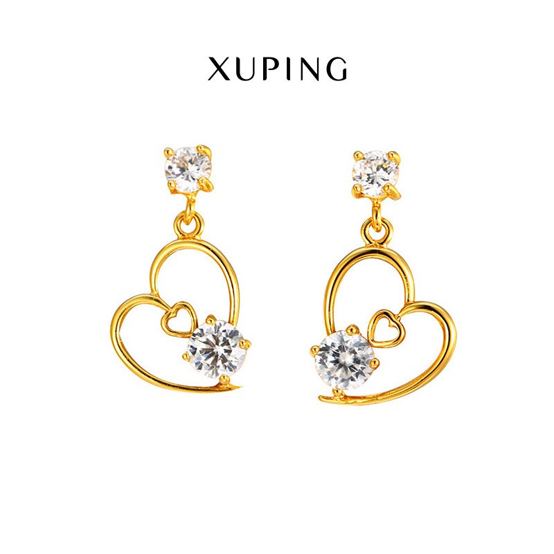 Bông Tai Nữ Hình Trái Tim, Mạ Vàng 24K, Trang Sức Xuping Chính Hãng, XPBT02