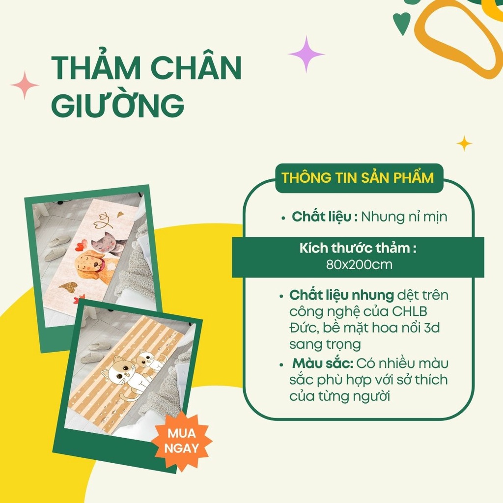 Thảm chân giường 80x200cm thảm văn phòng An Như Bedding