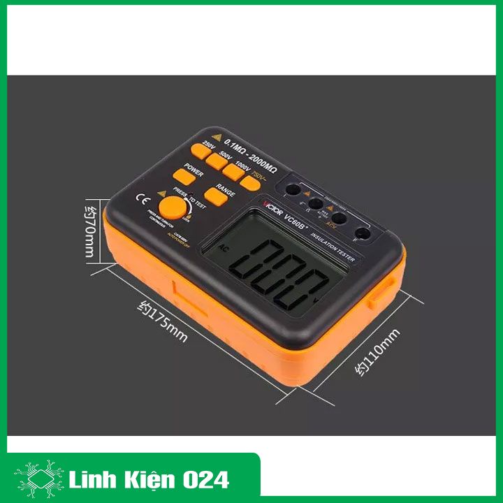 Đồng hồ đo điện trở cách điện kỹ thuật số, máy đo điện trở đất Megohm VC60+