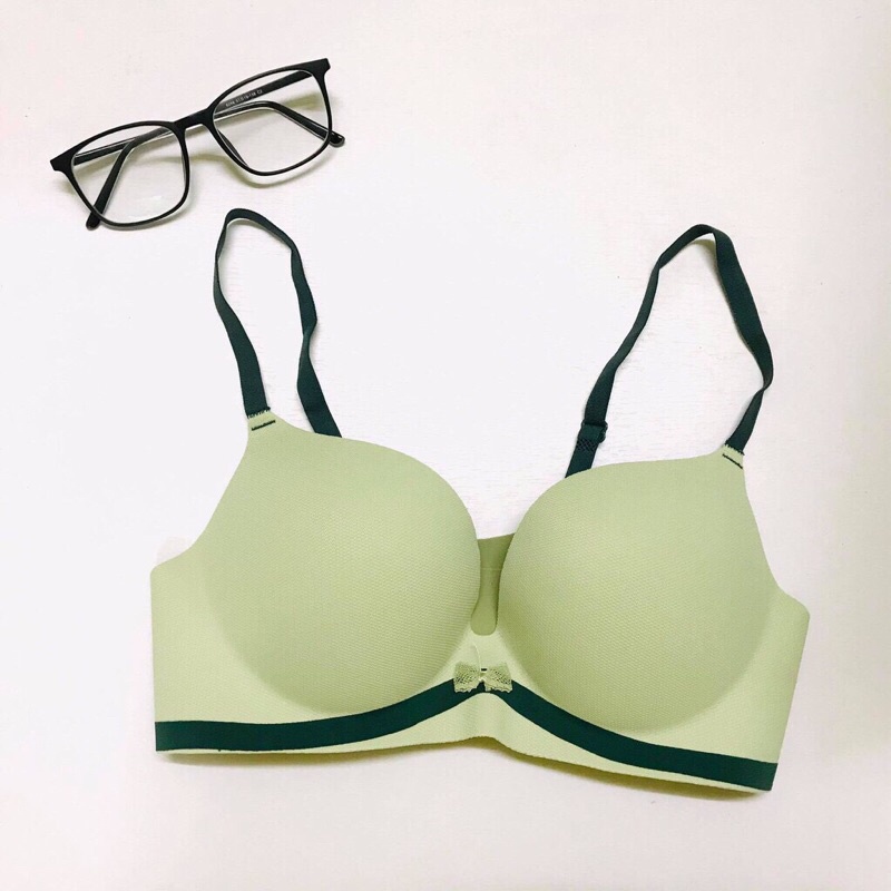 Áo Lót Nữ Áo Ngực Nữ Đúc Su Thông Hơi Viền Màu Đính Nơ Nhỏ Tôn Vòng Một Gợi Cảm 276