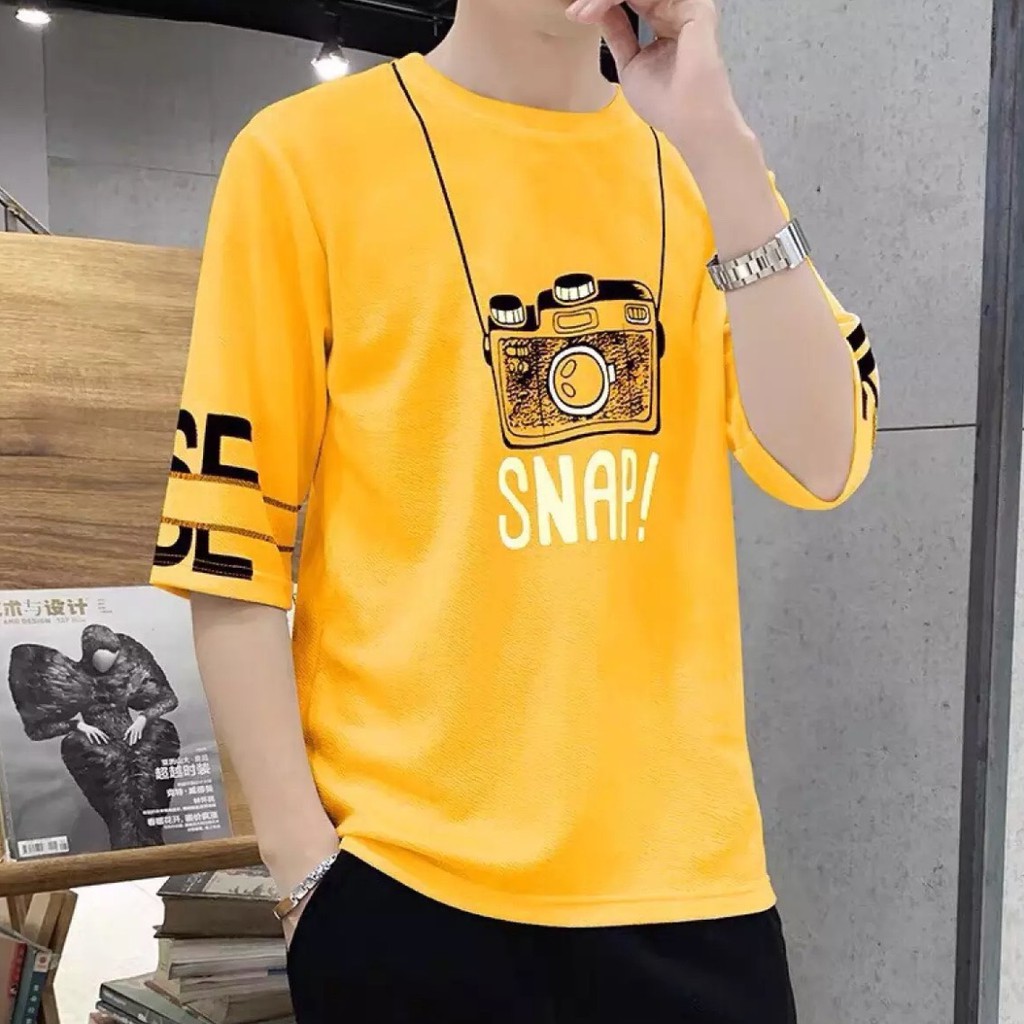 Áo Thun Nam Tay Lỡ From Rộng Cổ Tròn Màu Vàng, Áo Phông Tay Lỡ Unisex Muradfashion mẫu mới hot trend 2021 MS02