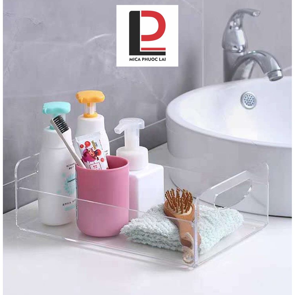 Khay mica cao cấp để bàn/ Khay acrylic đựng dụng cụ phòng tắm
