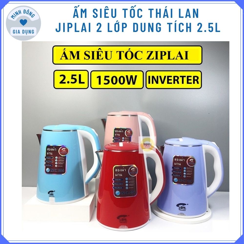Bình đun siêu tốc Thái 2.5L JL mới 2021 màu Pastel nhám cực xịn - Ấm đun siêu tốc inox 2500ml 2 lớp chống nóng Hồng Xanh