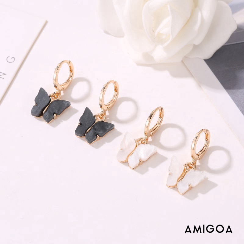 Khuyên tai mặt hình bướm tùy chọn màu sắc phong cách Hàn Quốc