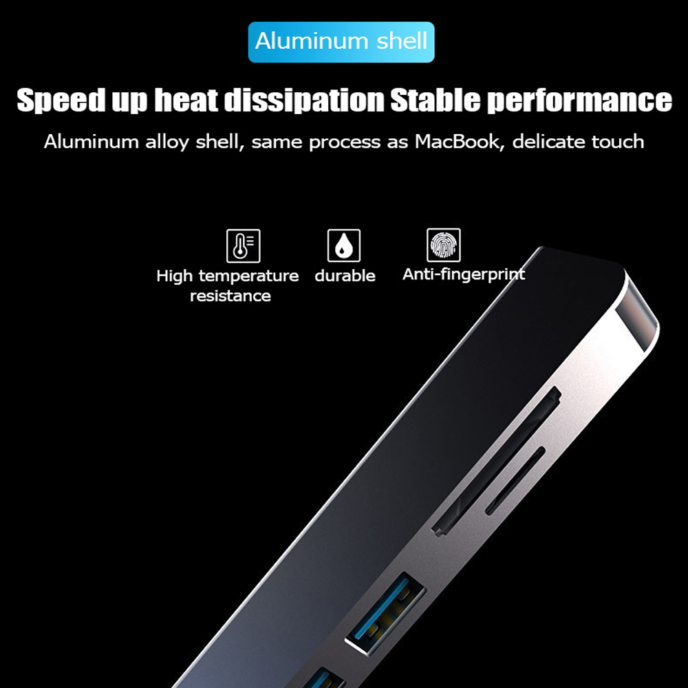 Hub GOOJODOQ chia cổng USB C sang USB 3.0 6 trong 1 dành cho MacBook Pro