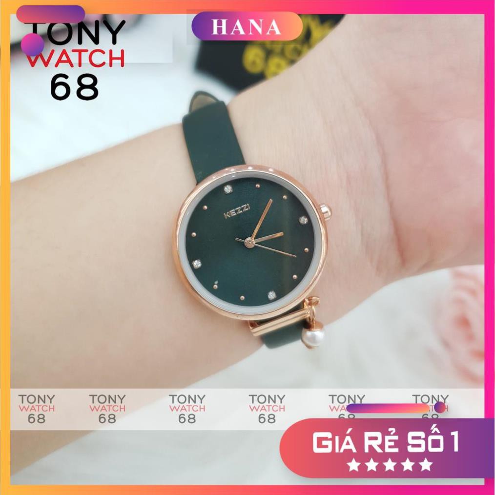 Đồng hồ nữ Kezzi kim rốn dây da chống nước chính hãng Tony Watch 68