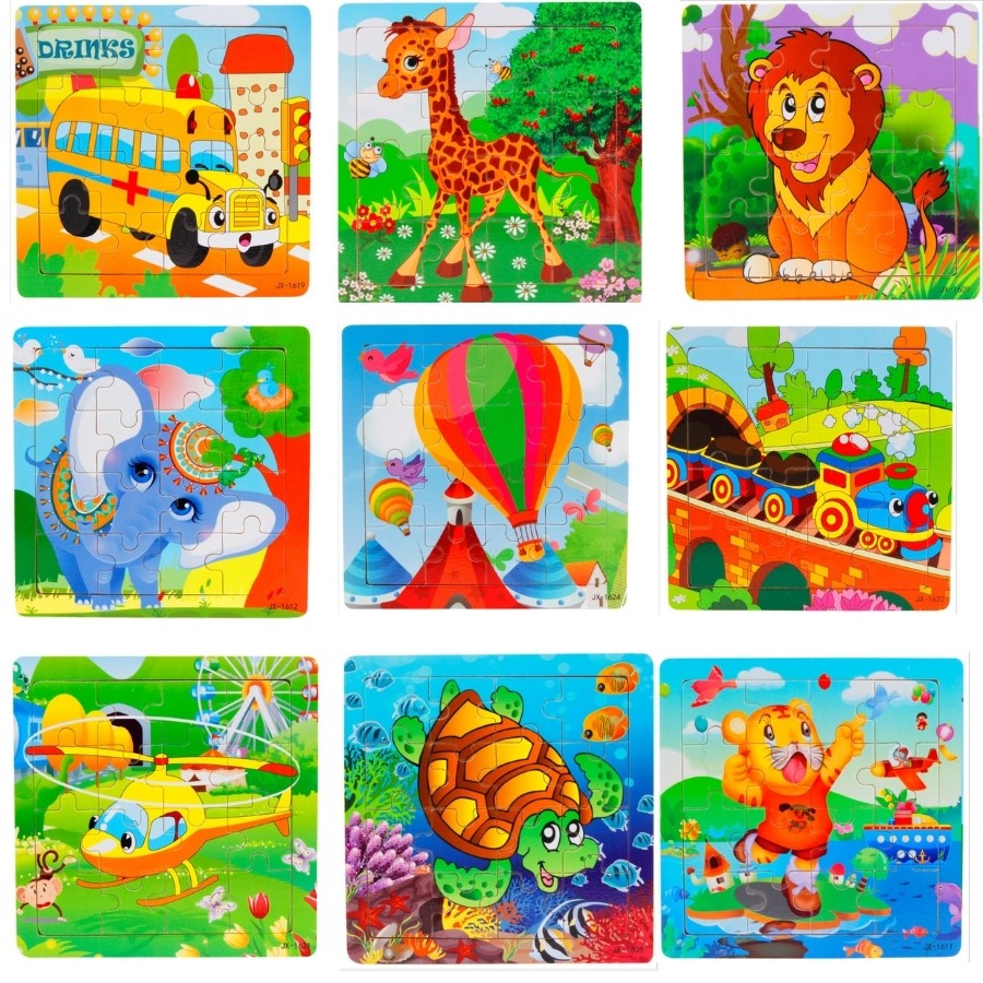 Combo 15 tấm ghép hình Puzzle 16 chi tiết bằng gỗ