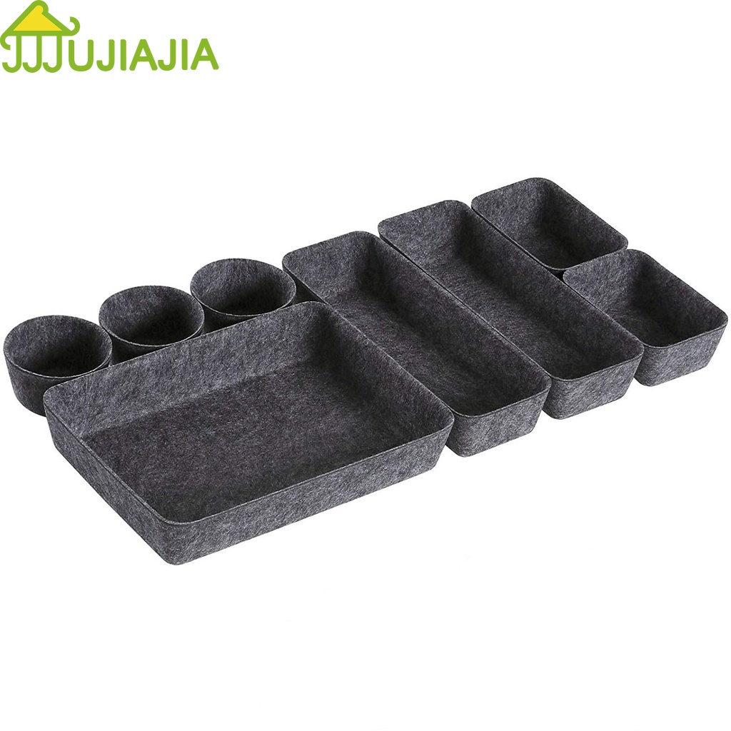 Bộ 8 khay đựng đồ JUJIAJIA bằng vải nỉ bỏ trong ngăn kéo phân loại gọn gàng cho văn phòng/nhà tắm/nhà bếp trong nhà