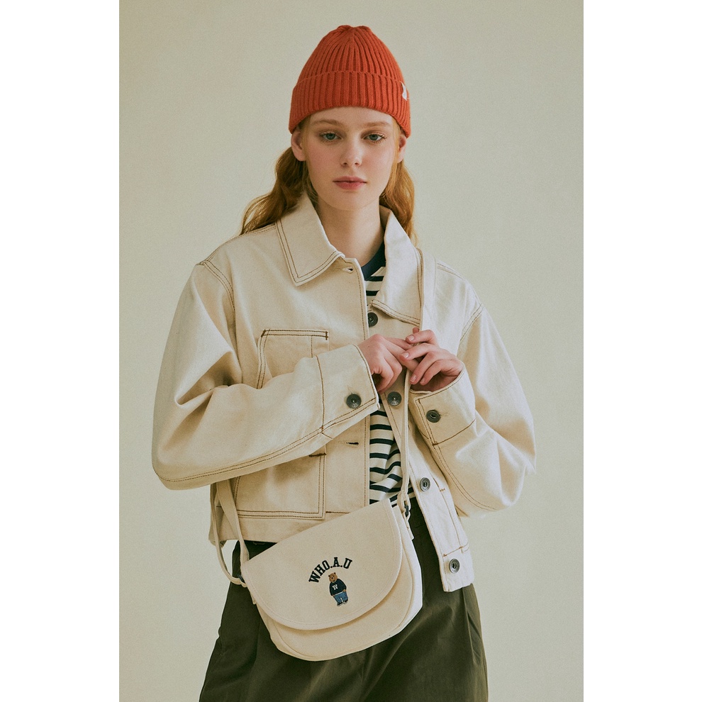 Hàng Có Sẵn❤️Túi Đeo Chéo Vải Canvas Mini Thêu Hình Nửa Mặt Gấu Phong Cách Hàn Quốc Mới 2022🇰🇷