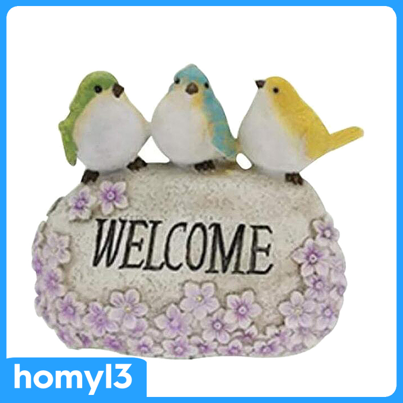 [Kayla's 3C]Solar LED Welcome Sign Garden Birds Statue Ornaments,Made of Highly Detailed Sculpted Durable Waterproof Resin