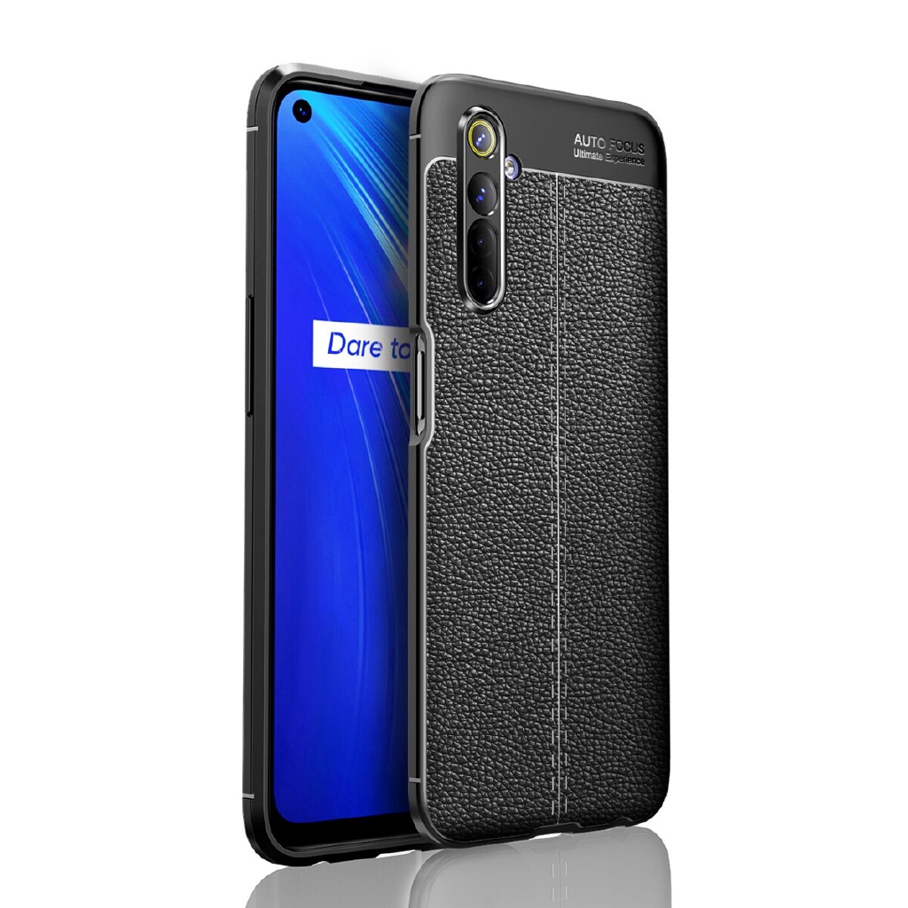 Ốp điện thoại silicon dẻo bề mặt giả da sang trọng Oppo Realme 6