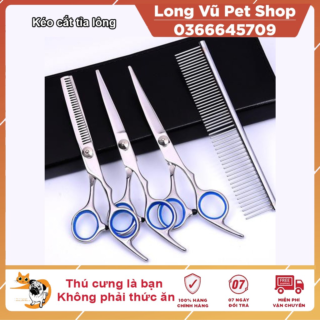 Bộ kéo cắt tỉa lông chó mèo - Kéo nhập khẩu - Chất liệu thép không gỉ bền, sắc