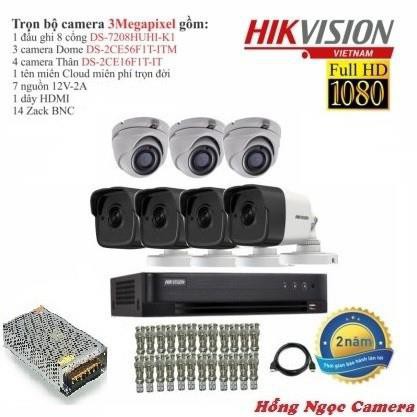 Bán sỉ camera siêu nét  💕 FREE SHIP 💕 Khuyến mại giảm 50% Trọn bộ 7 camera quan sát Hikvision TVI 3 MP DS-2CE16F1T-IT