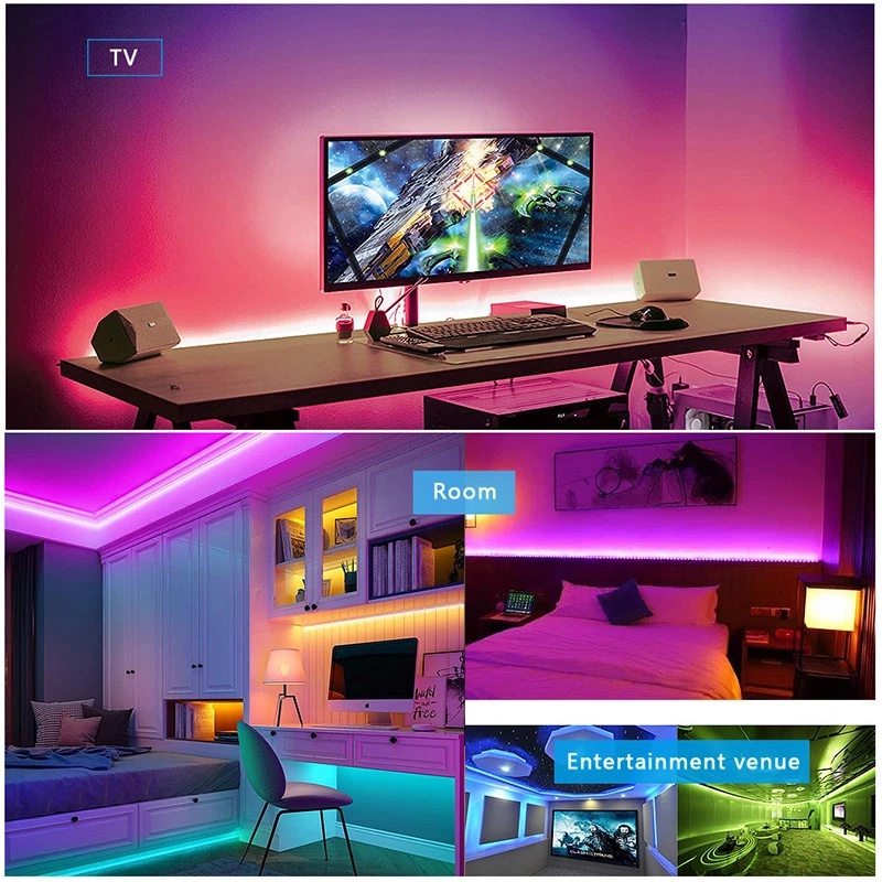 Cuộn 5M Đèn Led TIKTOK 5050RGB 16 Triệu Màu Có Keo Dán Dây Đèn Bọc Silicone Chống Nước Có Remote Điều Chỉnh Chớp Nháy