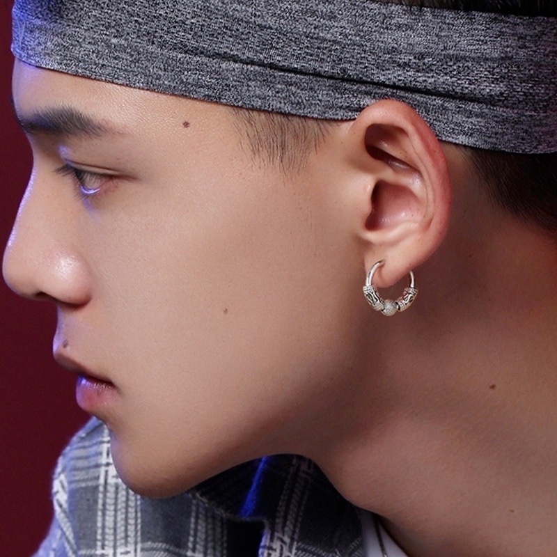 Khuyên Tai Tròn Hình Rồng Bằng Thép Không Gỉ Nhiều Màu Cá Tính Phong Cách Hip Hop Cổ Điển