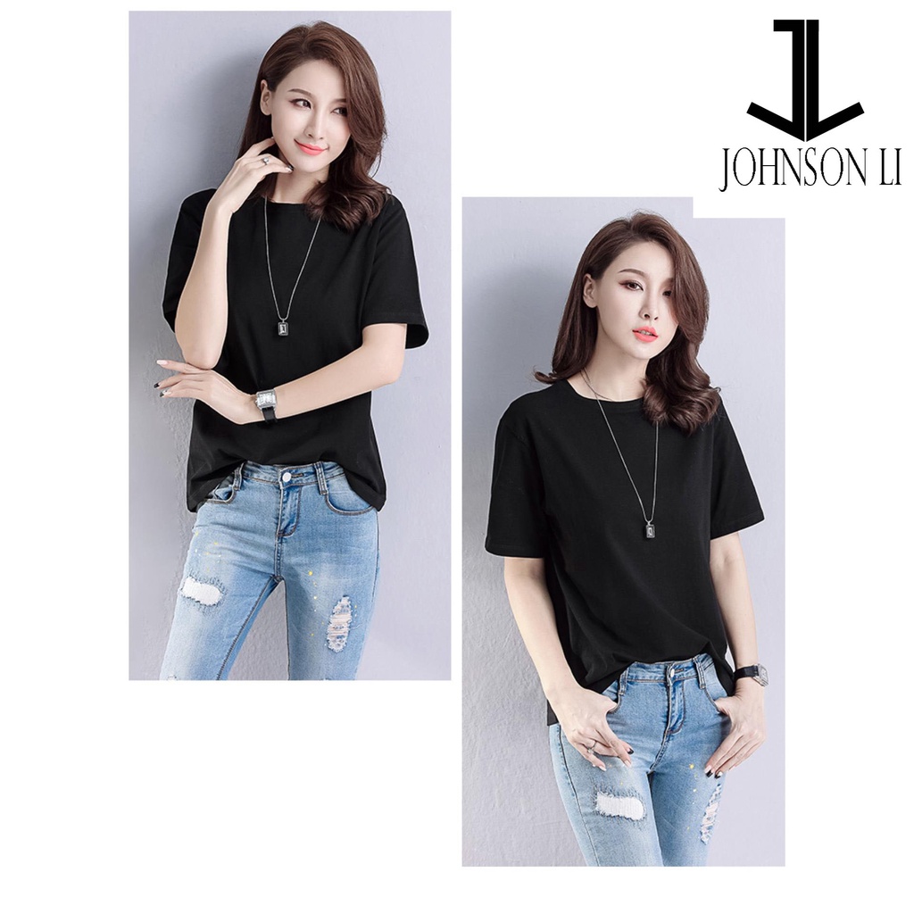 Áo thun nam,nữ trơn basic Johnsonli cổ tròn tay ngắn, 2 màu. vải cotton co giãn