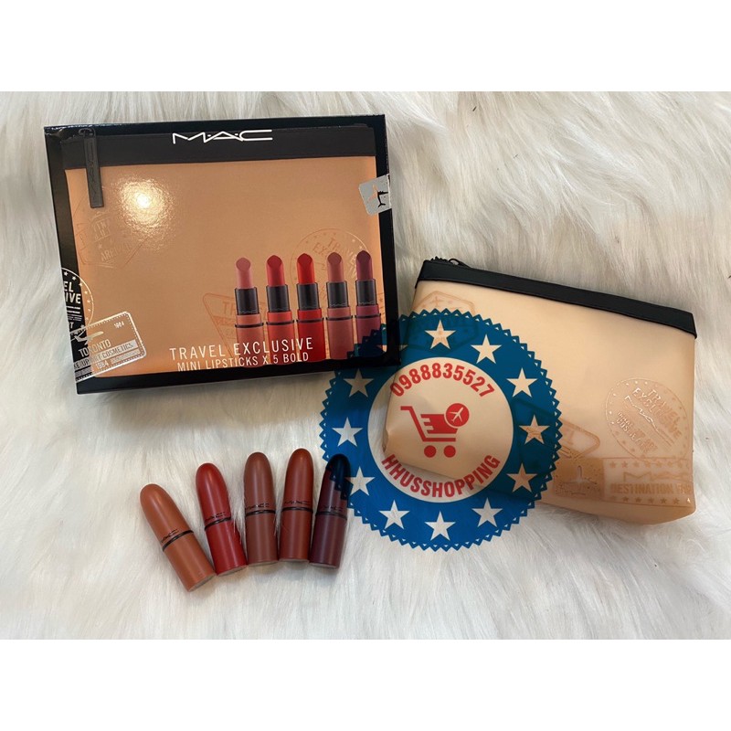 Set son mini 5 cây MAC travel exclusive Mini Lipsticks x 5 Bold