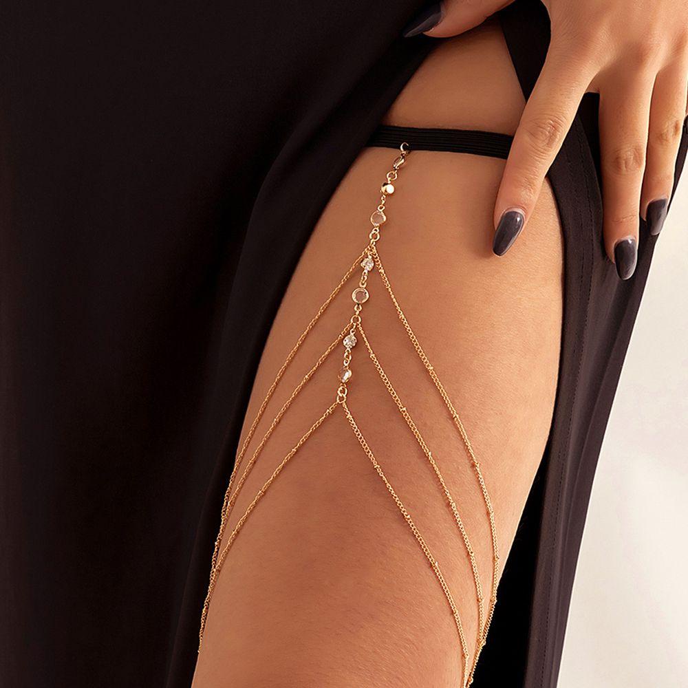 BORAGE Fashion Jewelry Multi-layers Leg Body Chain Stretchy Bikini Body Accessories Thigh Chain for Women Party|Color Sexy Accessories Valentine's Day Gift Beach Jewelry/Multicolor