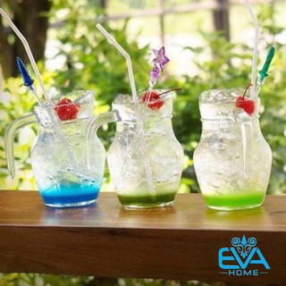 Bộ 4 Ly Thuỷ Tinh Có Quai Miệng Rót Uống Trà Sữa 500 Ml M2954