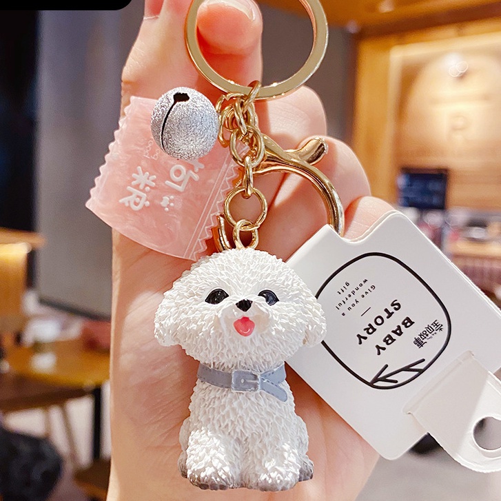 Móc khóa hình chú chó dễ thương Bichon Schnauzer