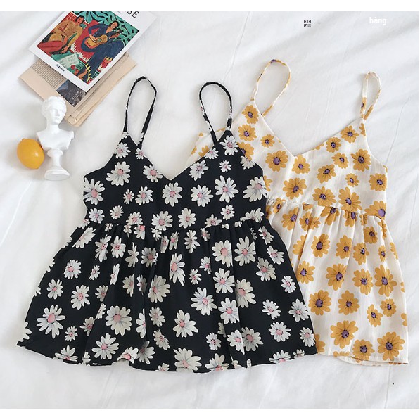 Hàng order - Áo 2 dây babydoll họa tiết hoa cúc siêu xinh