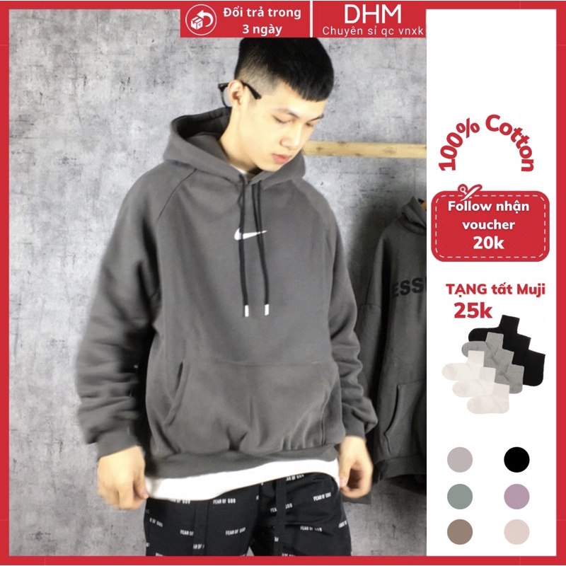 Áo hoodie nam nữ logo thêu mặc nhóm mặc đôi ấm áp