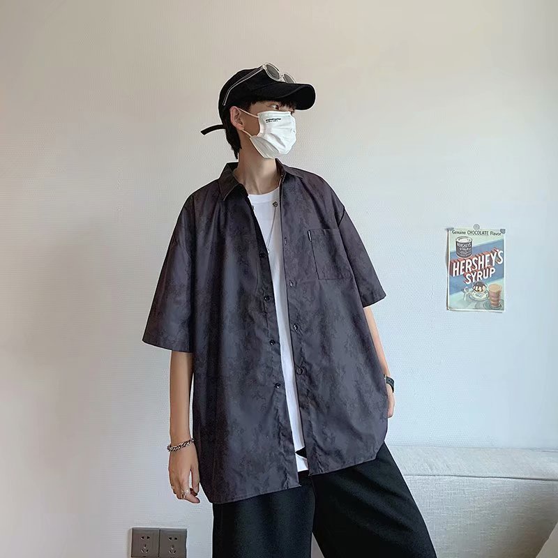 Áo sơ mi nam tay ngắn phong cách đường phố màu sặc độc đáo