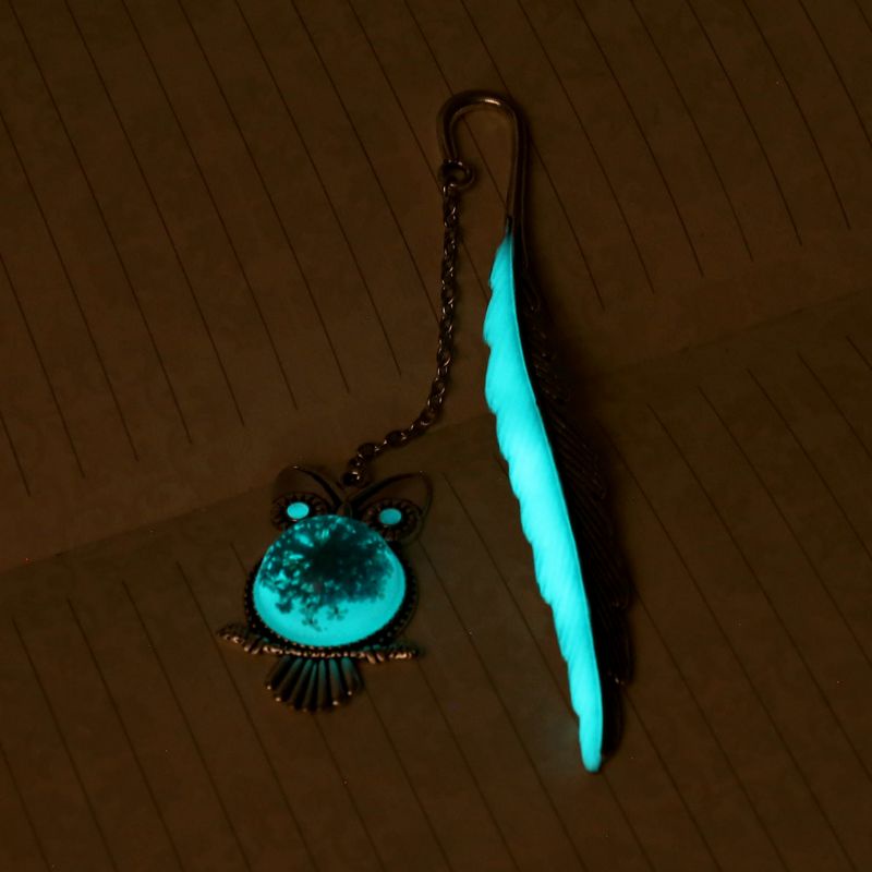 Thẻ Đánh Dấu Sách Dạ Quang Hình Chim Cú Và Lông Vũ Sáng Tạo