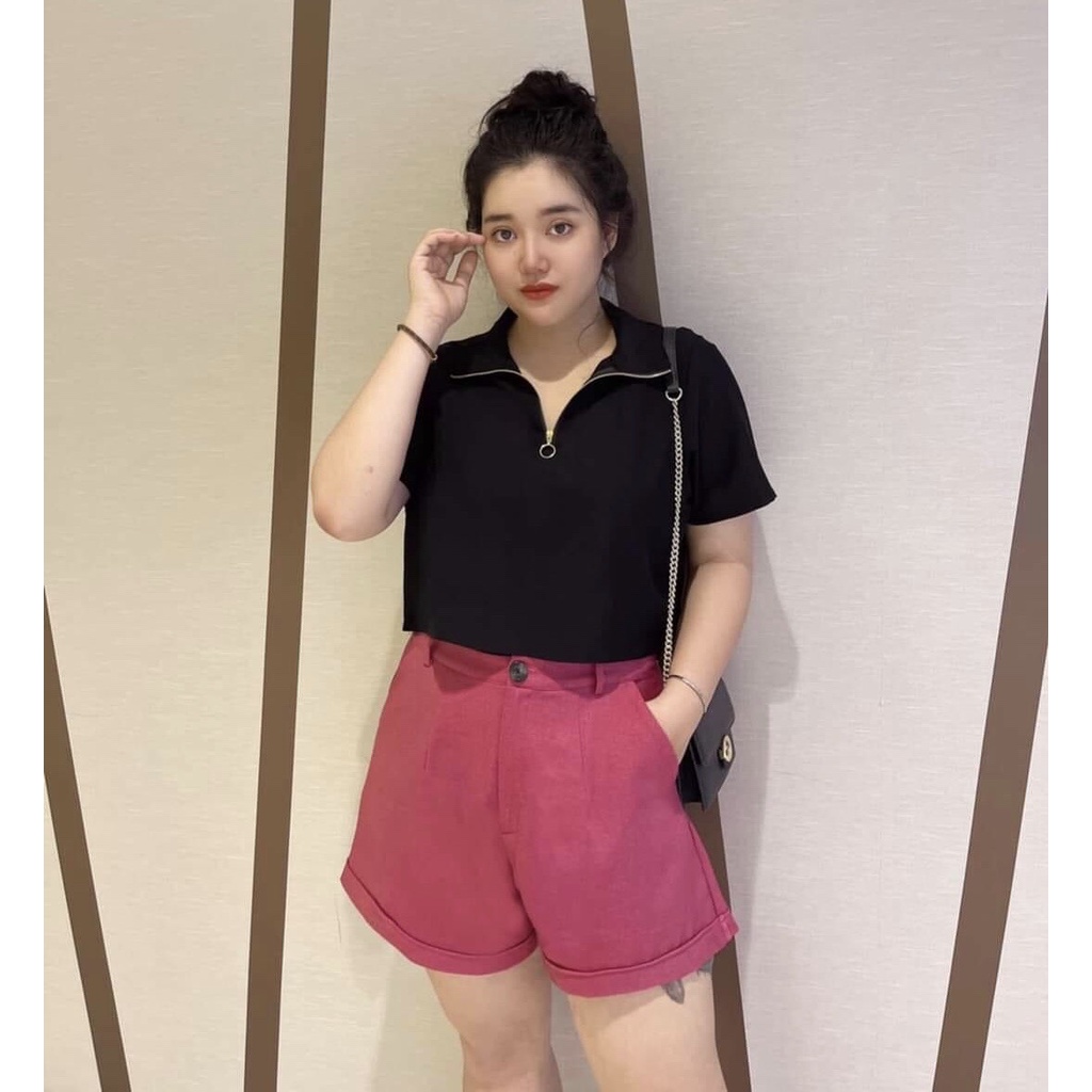Bigsize: Sét áo dây kéo + quần màu xanh - hồng - cam - tím