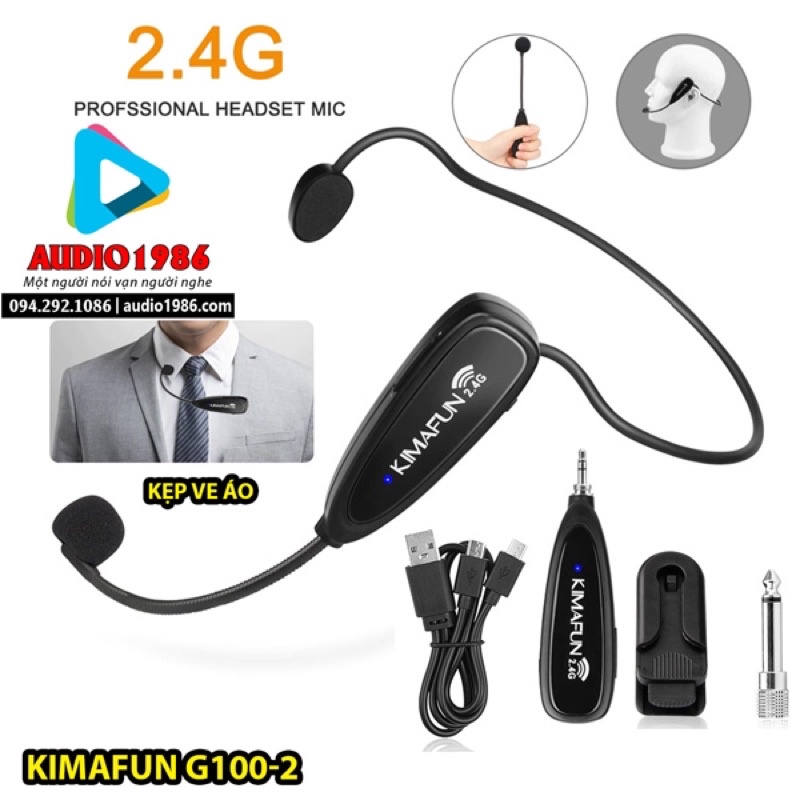 Micro không dây Kimafun G100-2 wireless 2.4G được thiết kế phù hợp để cho giáo viên dạy học trên lớp giảng dạy online