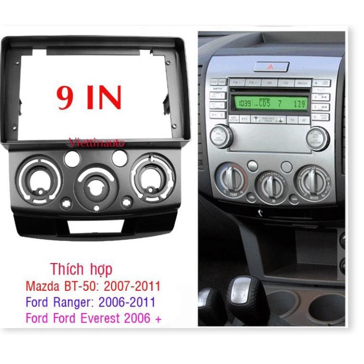 [Free Ship] Mặt dưỡng màn hình  9 In xe Ford Ranger, Ford Everest, Mazda BT50 2006-2011