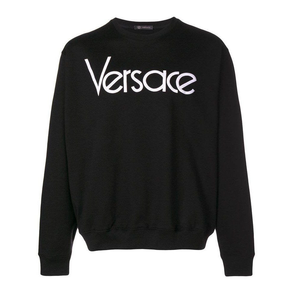 Đen Áo Sweater Cổ Tròn In Chữ Versace Thời Trang Cho Nam Và Nữ