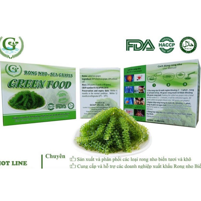 Bán sỉ Combo 5 Hộp rong nho Green food  tách nước