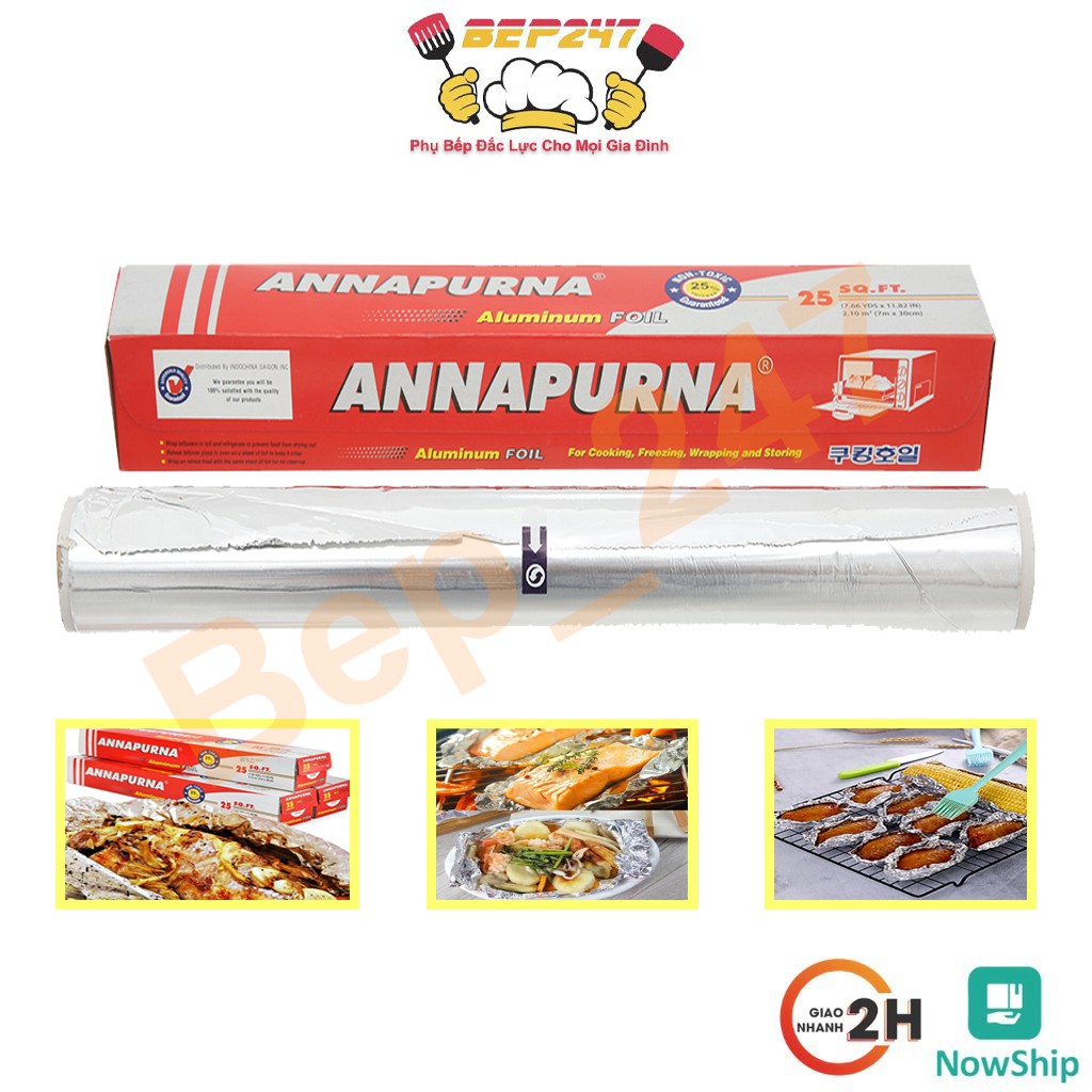 Giấy bạc Annapurna 30cmx7cm, Bọc Thực Phẩm Nướng Siêu Tiện Lợi, GIữ Nhiệt Lâu - Đảm Bảo Vệ Sinh An Toàn Thực Phẩm