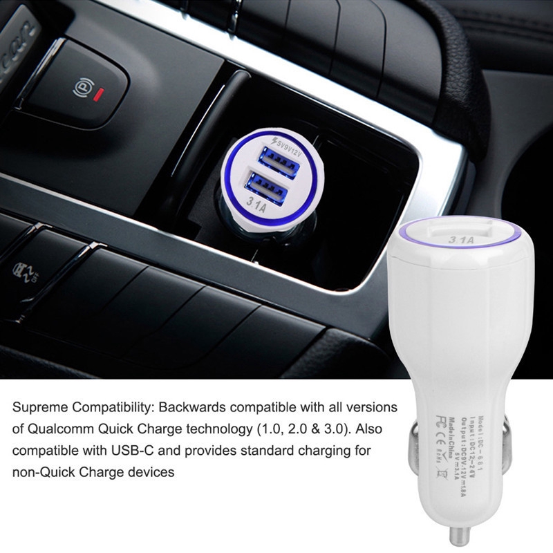Tẩu Sạc Qualcomm 3.0 USB Kép Cho Ô Tô