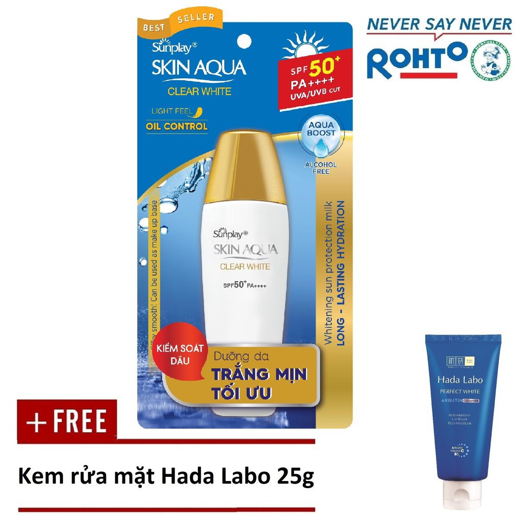 Sữa Chống Nắng Hằng Ngày Dưỡng Trắng Cho Da Dầu Sunplay Skin Aqua Clear White SPF 50, PA++++ 25g - HT257