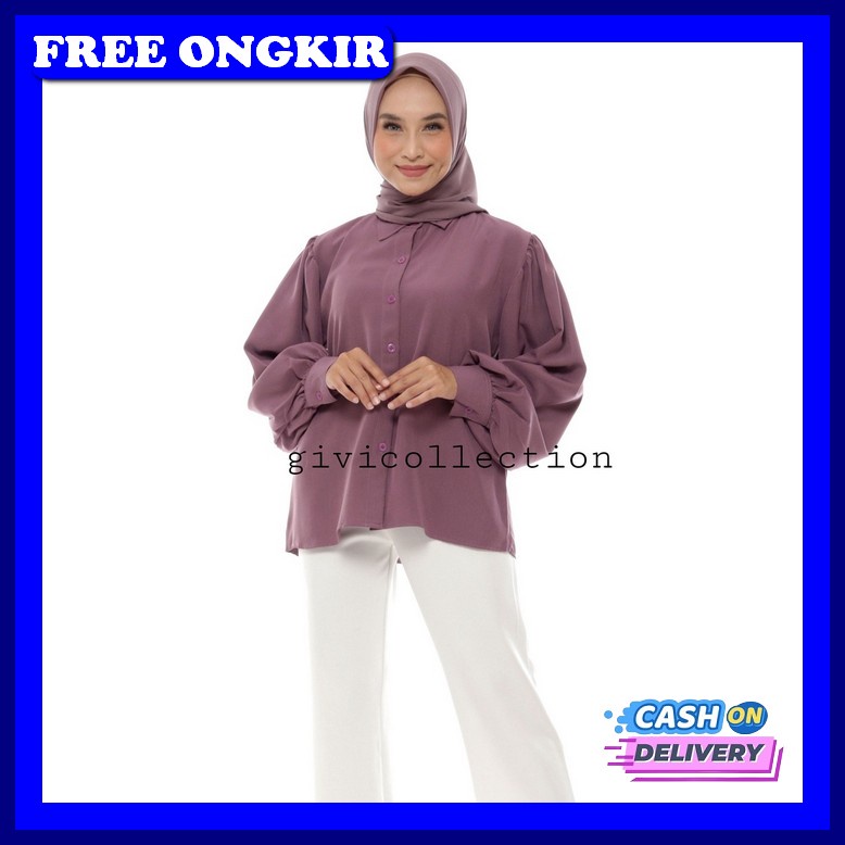Áo Sơ Mi Nữ Tay Phồng / Áo Blouse Công Sở Giản Dị Mới Nhất Cho Thanh Thiếu Niên