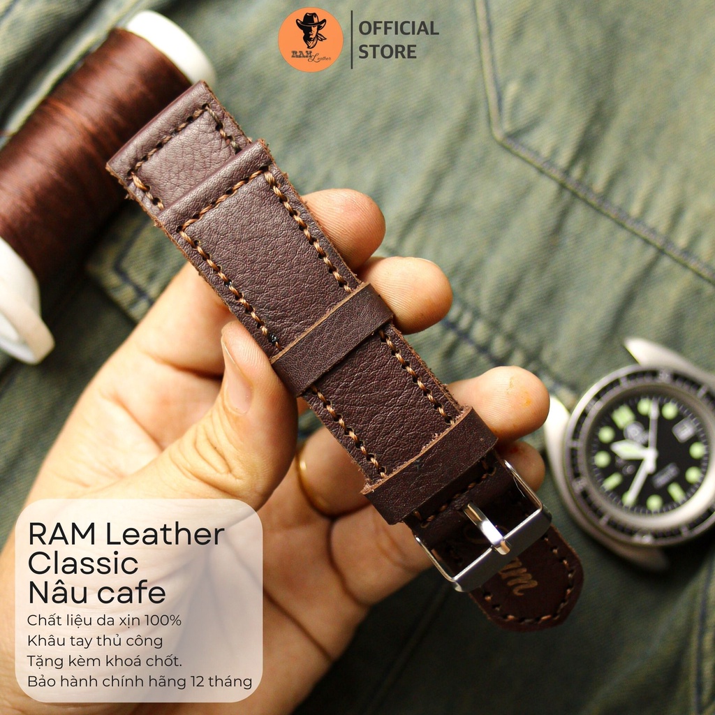 DÂY ĐỒNG HỒ DA BÒ THẬT – RAM CLASSIC COFFE